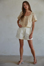 Load image into Gallery viewer, Vale Floral Eyelet Top - Beige (Style L7876)
