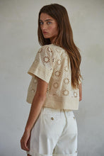 Load image into Gallery viewer, Vale Floral Eyelet Top - Beige (Style L7876)
