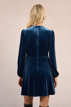 Load image into Gallery viewer, Velvet Wrap Dress - Denim Blue (Style:T2079DH)
