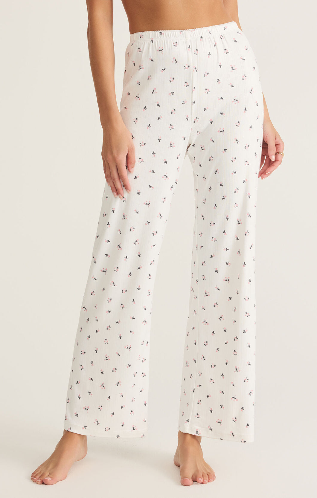Vintage Ditsy Pants - Shell White w/ Floral Print