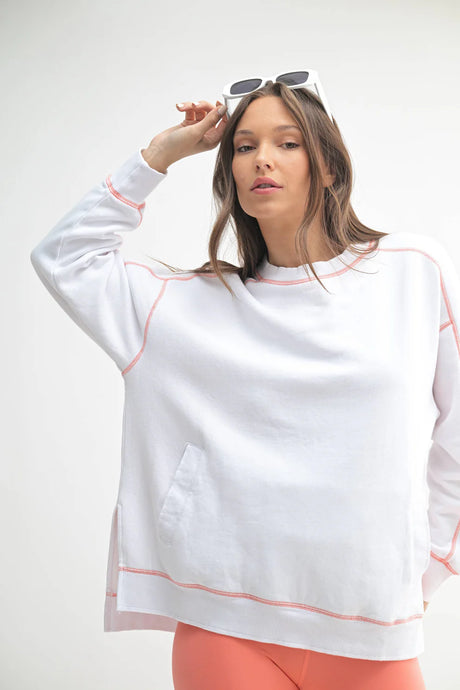 Vintage Stitch Sweatshirt - White / Watermelon