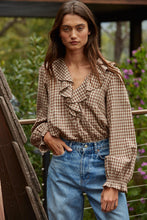 Load image into Gallery viewer, Walk the Line Blouse - Brown Gingham (Style L8738)
