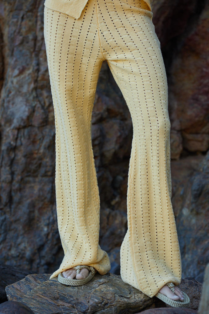 Walk With Me Crochet Pants - Dusty Yellow
