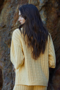 Walk With Me Crochet Sweater - Dusty Yellow
