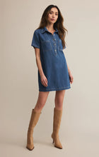 Load image into Gallery viewer, Kellie Denim Mini Dress - Med Indigo
