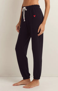 Classic Black Jogger - Red Heart on Black