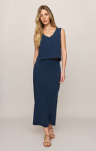 Load image into Gallery viewer, Gail Jersey Denim Midi Skirt - Blue Indigo
