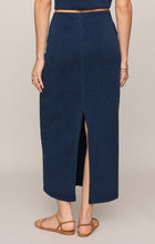 Load image into Gallery viewer, Gail Jersey Denim Midi Skirt - Blue Indigo
