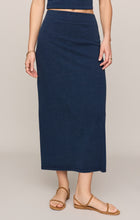 Load image into Gallery viewer, Gail Jersey Denim Midi Skirt - Blue Indigo

