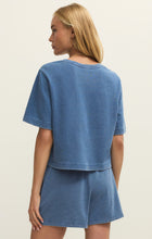 Load image into Gallery viewer, Curran Knit Denim Sweatshirt - Calypso Blue Indigo
