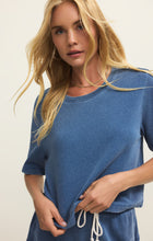 Load image into Gallery viewer, Curran Knit Denim Sweatshirt - Calypso Blue Indigo
