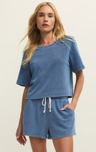 Load image into Gallery viewer, Curran Knit Denim Sweatshirt - Calypso Blue Indigo
