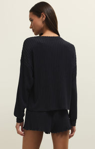 Daydream Rib LS Top - Black Sand