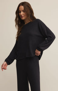 Daydream Rib LS Top - Black Sand
