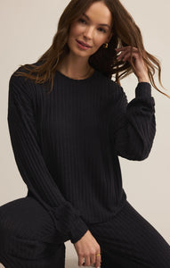 Daydream Rib LS Top - Black Sand