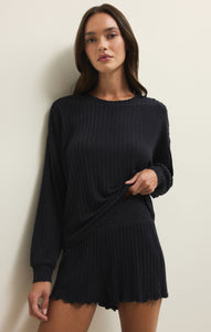 Daydream Rib LS Top - Black Sand