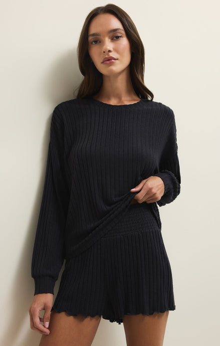 Daydream Rib LS Top - Black Sand