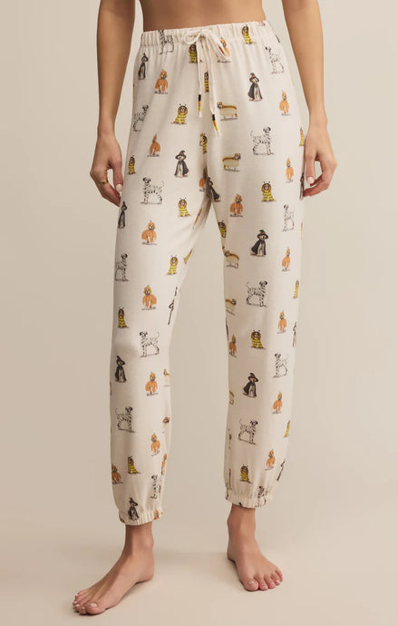 Elle Pup Classic Jogger - Fall Pup Print on Vanilla Ice