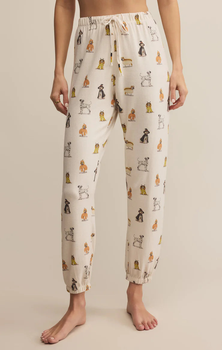 Elle Pup Classic Jogger - Fall Pup Print on Vanilla Ice