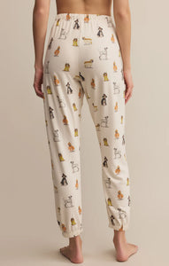 Elle Pup Classic Jogger - Fall Pup Print on Vanilla Ice