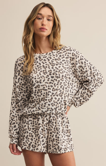 Luxe Leopard LS Top - Leopard Print on Champagne