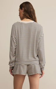 Luxe Stripe LS Top - Black Stripe on Crystal