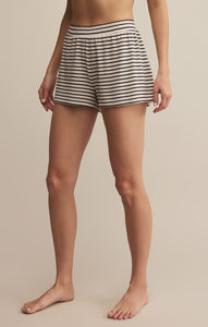 Luxe Stripe Shorts - Black Stripe on Crystal