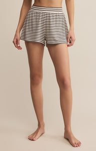 Luxe Stripe Shorts - Black Stripe on Crystal