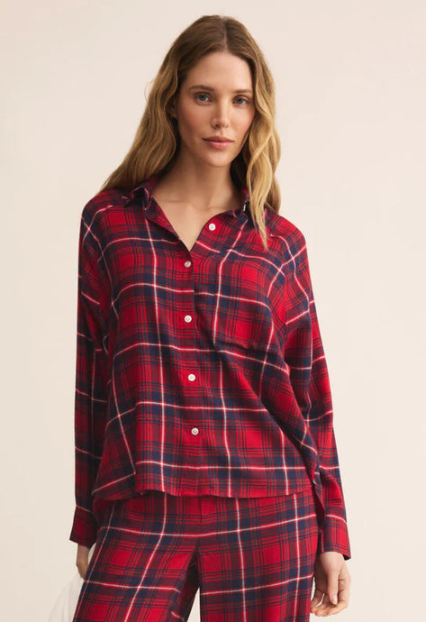 River Plaid Button Up - Haute Red
