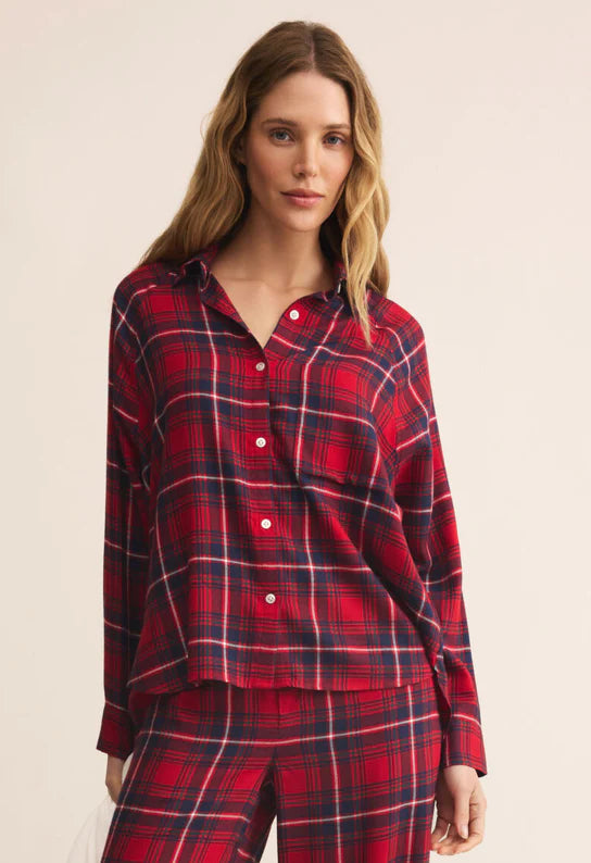 River Plaid Button Up - Haute Red