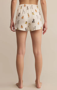 Sammie Pup Shorts - Fall Pup Print on Vanilla Ice