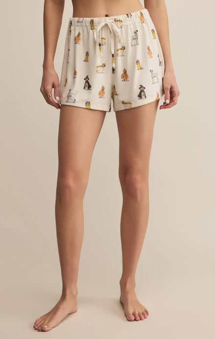 Sammie Pup Shorts - Fall Pup Print on Vanilla Ice