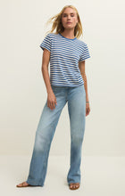 Load image into Gallery viewer, Striped Tourist Tee - Natural Heather - Calypso Blue
