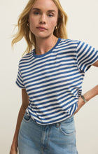Load image into Gallery viewer, Striped Tourist Tee - Natural Heather - Calypso Blue
