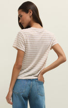 Load image into Gallery viewer, Striped Tourist Tee - Natural Heather - Calypso Blue
