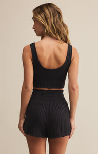 Zoe Rib Tank Bra - Black Sand