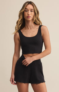 Zoe Rib Tank Bra - Black Sand
