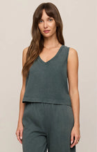 Load image into Gallery viewer, Sloane Jersey V-Neck Tank - Emerald Cove
