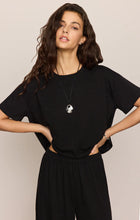 Load image into Gallery viewer, Sway Textured Cropped Tee - Whisper White - Black
