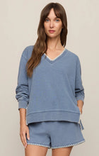 Load image into Gallery viewer, Cam Knit Denim Whipstitch Top - Santorini Indigo
