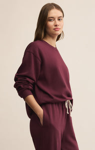 Boyfriend Cotton Sweatshirt - Merlot