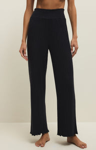Dawn Smocked Rib Pants - Black Sand 