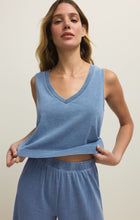 Load image into Gallery viewer, Sloane Jersey V-Neck Denim Tank - Santorini Indigo
