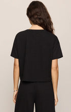 Load image into Gallery viewer, Sway Textured Cropped Tee - Whisper White - Black
