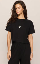Load image into Gallery viewer, Sway Textured Cropped Tee - Whisper White - Black
