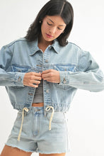 Load image into Gallery viewer, Zadie Crop Denim Jacket - Light Denim (Style DA786N-LT)
