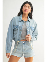 Load image into Gallery viewer, Zadie Crop Denim Jacket - Light Denim (Style DA786N-LT)
