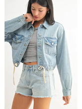 Load image into Gallery viewer, Zadie Crop Denim Jacket - Light Denim (Style DA786N-LT)
