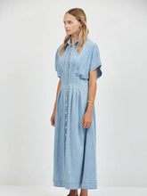 Load image into Gallery viewer, Sainte Buttoned Midi Shirt Dress - Denim Blue (Style PD2002)
