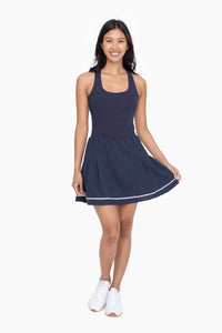 Cross Back Skater Dress - Navy